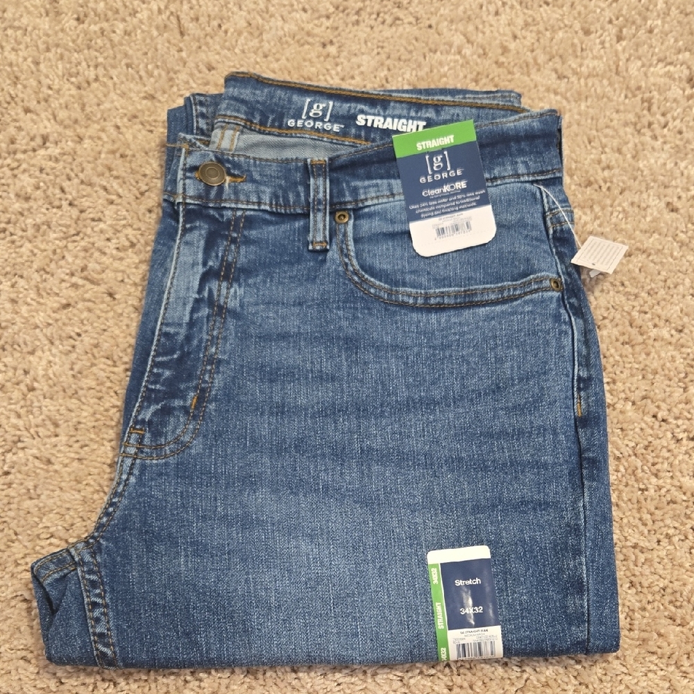 George Men's Straight Fit Denim Jeans in Blue
